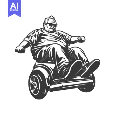 Popular premium asset: Older Man With Mustache Riding a Self Balancing Scooter