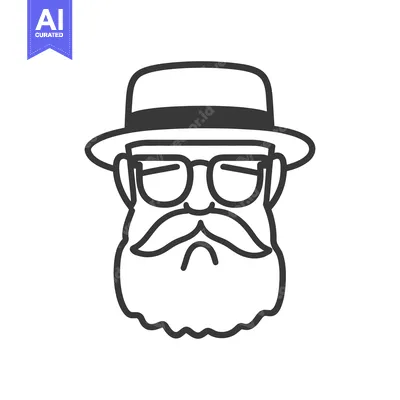 Premium design asset: A Bearded Man Wearing Glasses and a Stylish Hat