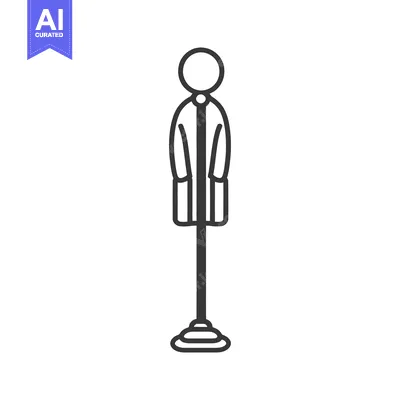 Aset desain premium: Simple black and white abstract illustration of a coat stand