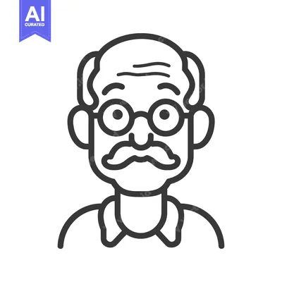Aset desain premium: An illustration depicting a simple outline of an elderly man