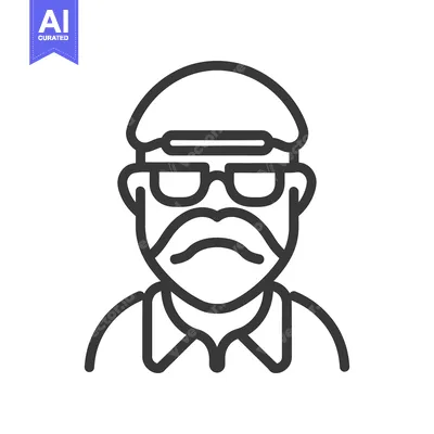 Premium design asset: A Line Art Illustration Depicting a Middle Aged Man Portrait