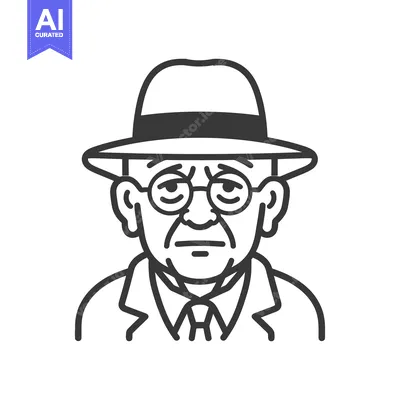 Aset premium populer: An elderly man wearing glasses and a fedora hat