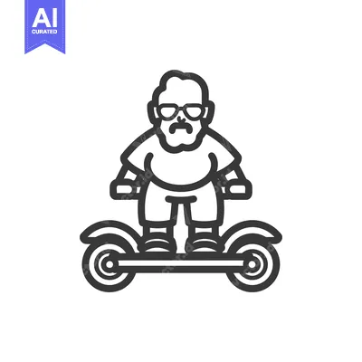 Aset desain premium: Old Man Riding a Hoverboard