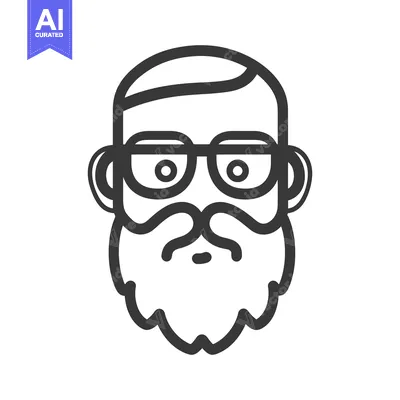Simple line drawing of a man wearing eyeglasses and a beard