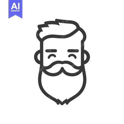 Aset premium populer: A Smiling Man With Beard Mustache and Hairstyle Icon