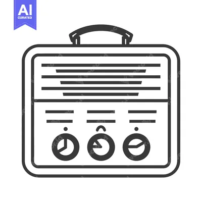 Aset desain premium: A black and white graphic illustration of a control panel device