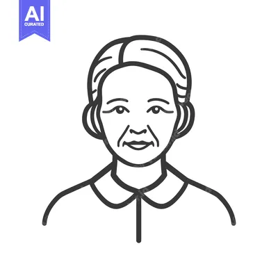 Aset premium populer: An illustrated front view image of an elderly woman face