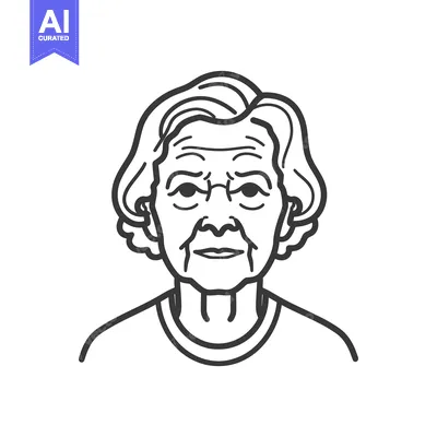 An illustration of a senior woman with spectacles and short hair