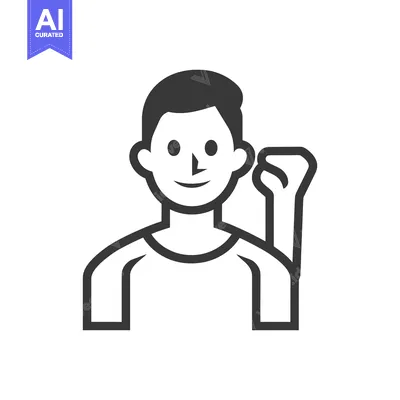 Aset premium populer: A black and white illustration of a person flexing