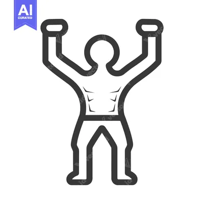 Aset desain premium: A Line Drawing Illustrating An Upright Person With Arms Raised