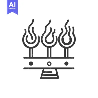 Aset premium populer: A stylized depiction of three flames on a stand