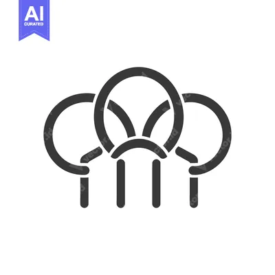 Aset desain premium: Three connected rings resembling a chefs hat with stripes below