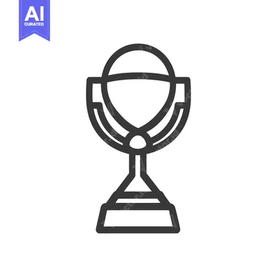 Aset premium populer: A simple linear drawing of an elegant trophy cup