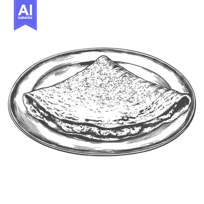 Premium design asset: An illustrative monochrome image of a filled folded crepe on a plate