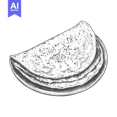 Popular premium asset: A stack of pancakes with slightly folded edges on a plate
