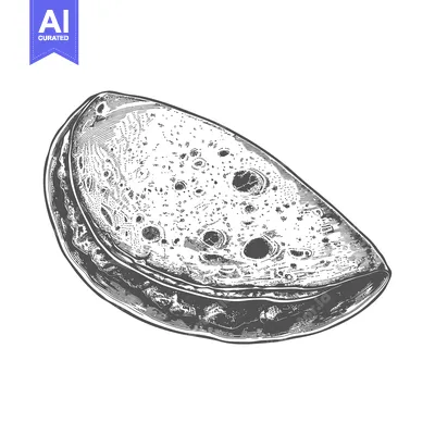 Aset premium populer: A close up monochrome illustration of a folded flatbread