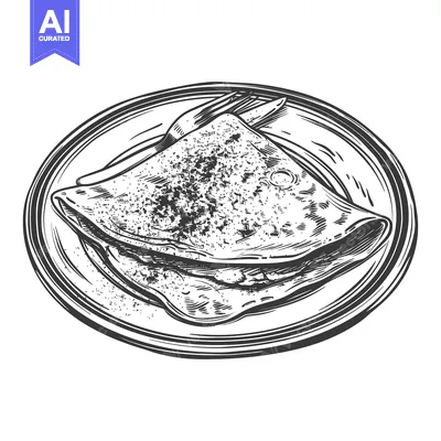 Aset premium populer: A delicious drawing of a pancake with artistic decorative details
