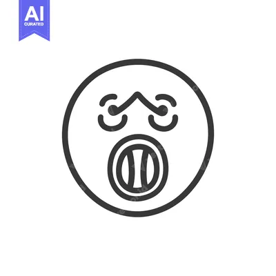 Aset desain premium: A monochrome illustration of an open mouthed circular face