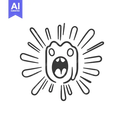 Aset premium populer: A cartoon character with open mouth and radiant outward lines