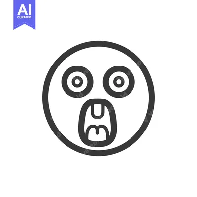 Premium design asset: A round faced emoji displaying an open mouth expression of shock