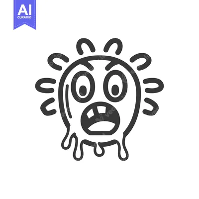 A surprised animated cartoon character with sharp teeth and open mouth