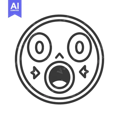Aset premium populer: A surprised circular emoji with wide eyes and open mouth