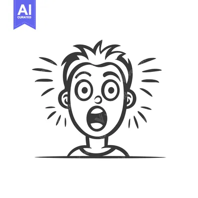 A simple cartoon illustration depicting a surprised and shocked expres