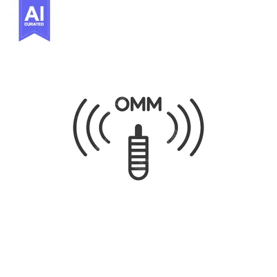 OMM Text with a Stylized Antenna Icon