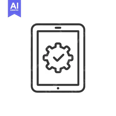 Tablet with Gear and Checkmark: Digital Settings Icon