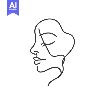 Aset premium populer: One-line illustration of a woman's face in profile