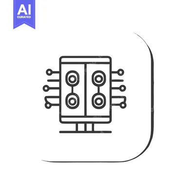 Premium design asset: Minimalist Server Rack Icon with Circular Data Points and Outline Styl