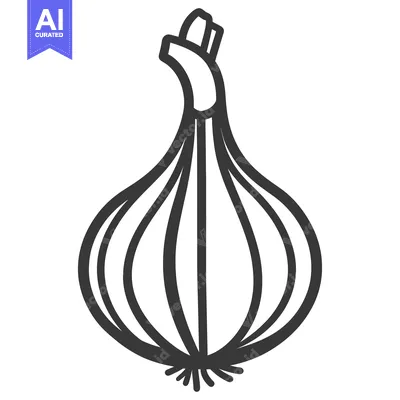 Popular premium asset: An illustration showing a single onion vegetable in black and white