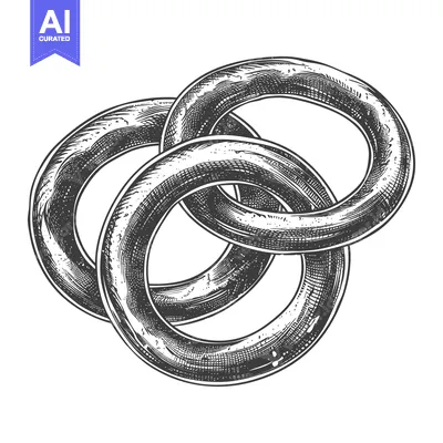 Popular premium asset: Three Interlocking Rings Drawn in a Graphic Black and White Style
