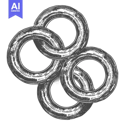 Four interlocking circles forming a geometric symbol composition in de