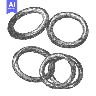 Premium design asset: Four Intersecting Rings Drawn in Shaded Black and White