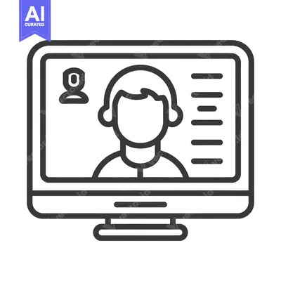 Aset desain premium: A computer screen showing a person during a video call