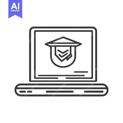 Aset premium populer: A computer screen showing an education symbol on its display