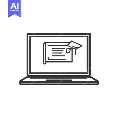 A laptop displaying a graduation diploma and mortarboard