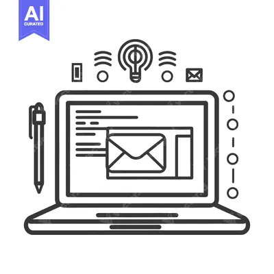 Aset premium populer: Illustration showing laptop email and other communication technology s