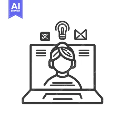 Aset premium populer: Simple outline depicting a person on a computer display screen