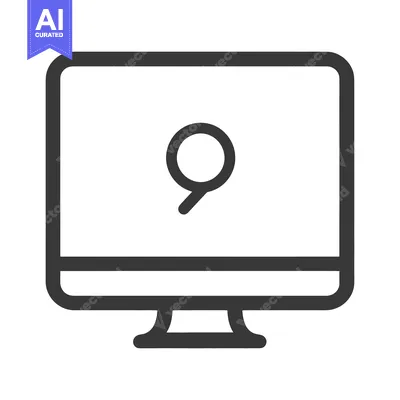 Aset premium populer: A simple line illustration of a computer screen with a search icon