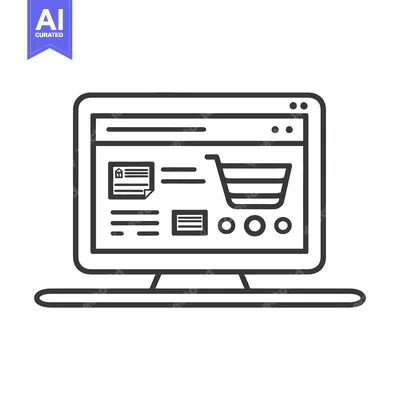 Aset desain premium: A graphic depiction of an online shopping laptop display