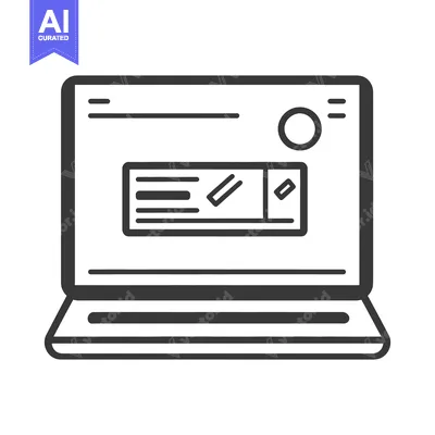 Premium design asset: Simple black and white illustration of a laptop computer and screen