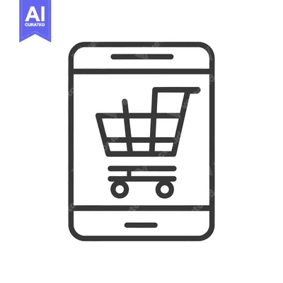 Popular premium asset: A black and white image of mobile shopping cart icon