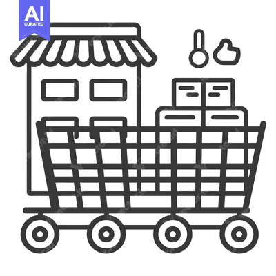 Popular premium asset: Online Shop Delivery with Shopping Cart Full of Boxes