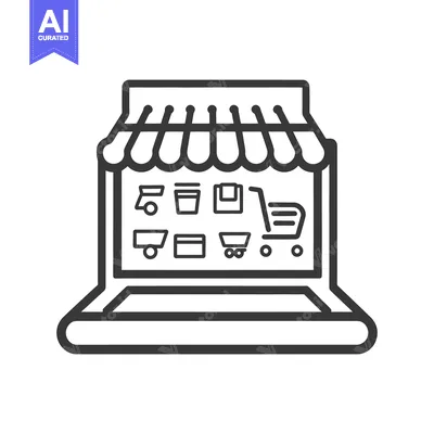 Aset desain premium: An online shop concept displayed on a laptop screen interface