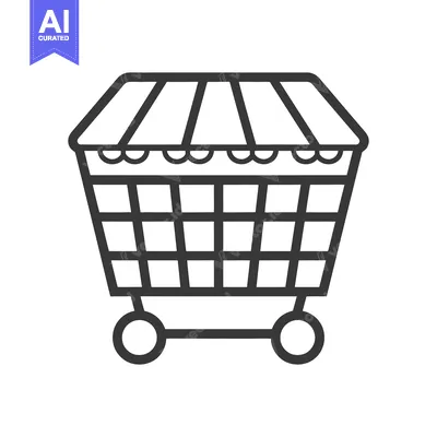 Premium design asset: A simple graphic representation of a shopping cart with awning