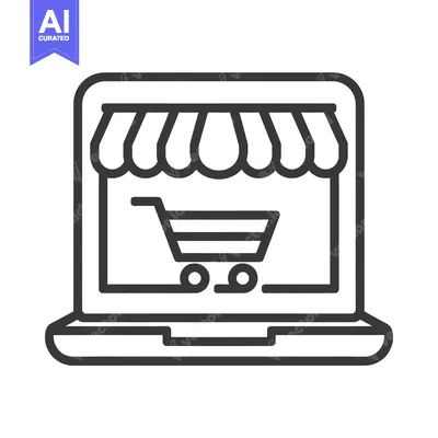 Aset desain premium: A graphic depiction of online shopping on a computer screen