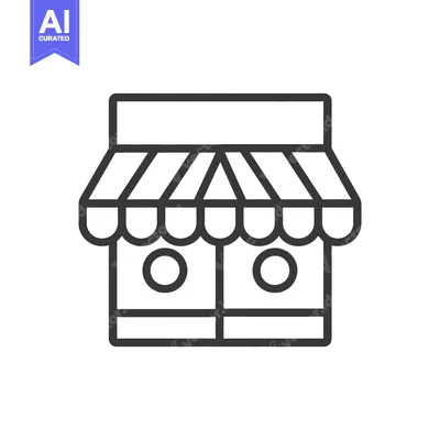Premium design asset: A simple black line drawing of a small shop icon