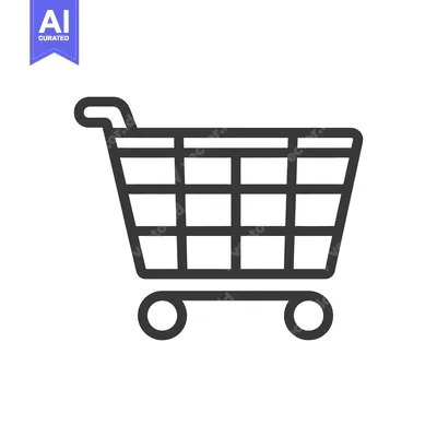Simple graphic illustration of a shopping cart on a white backdrop